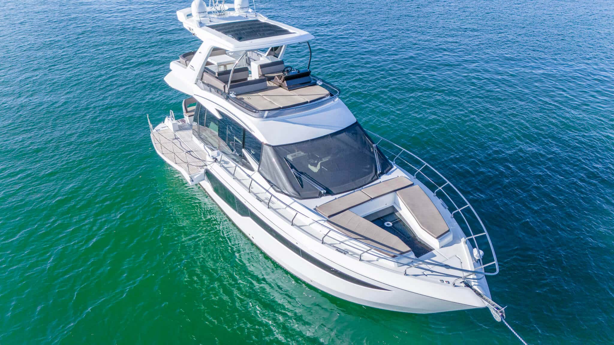 53 ft Galeon H yacht cruising Biscayne Bay Miami