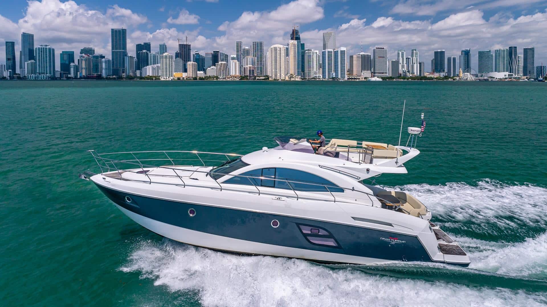 52 ft Beneteau FLY yacht cruising Biscayne Bay Miami