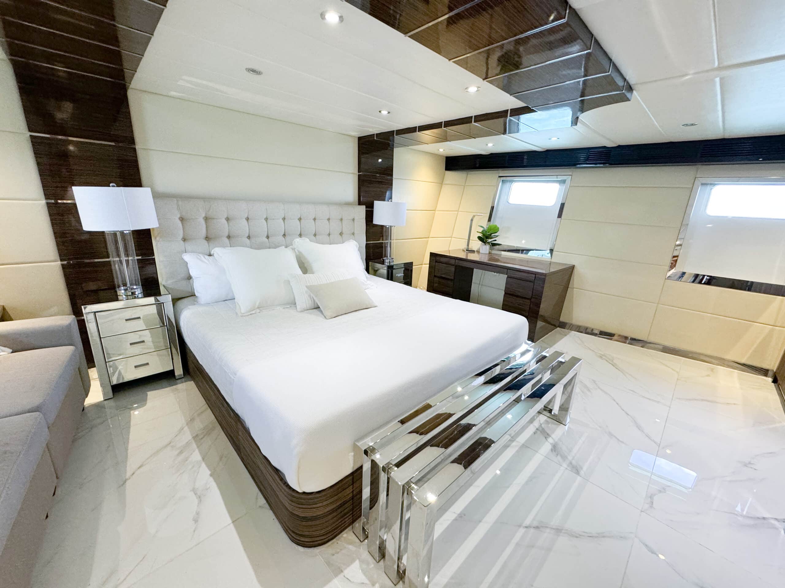 Helm station on 112 ft Custom Privilege yacht Miami