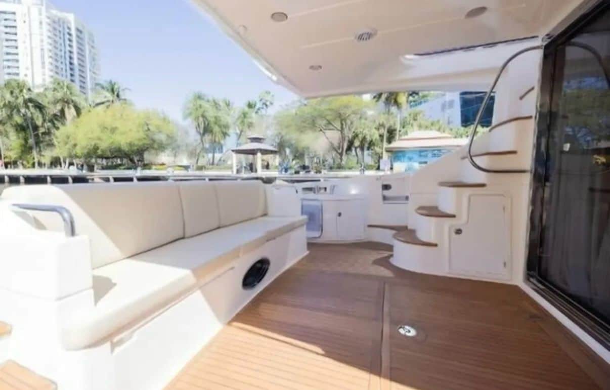 Flybridge lounge on 60 ft Azimut Freedom yacht Miami