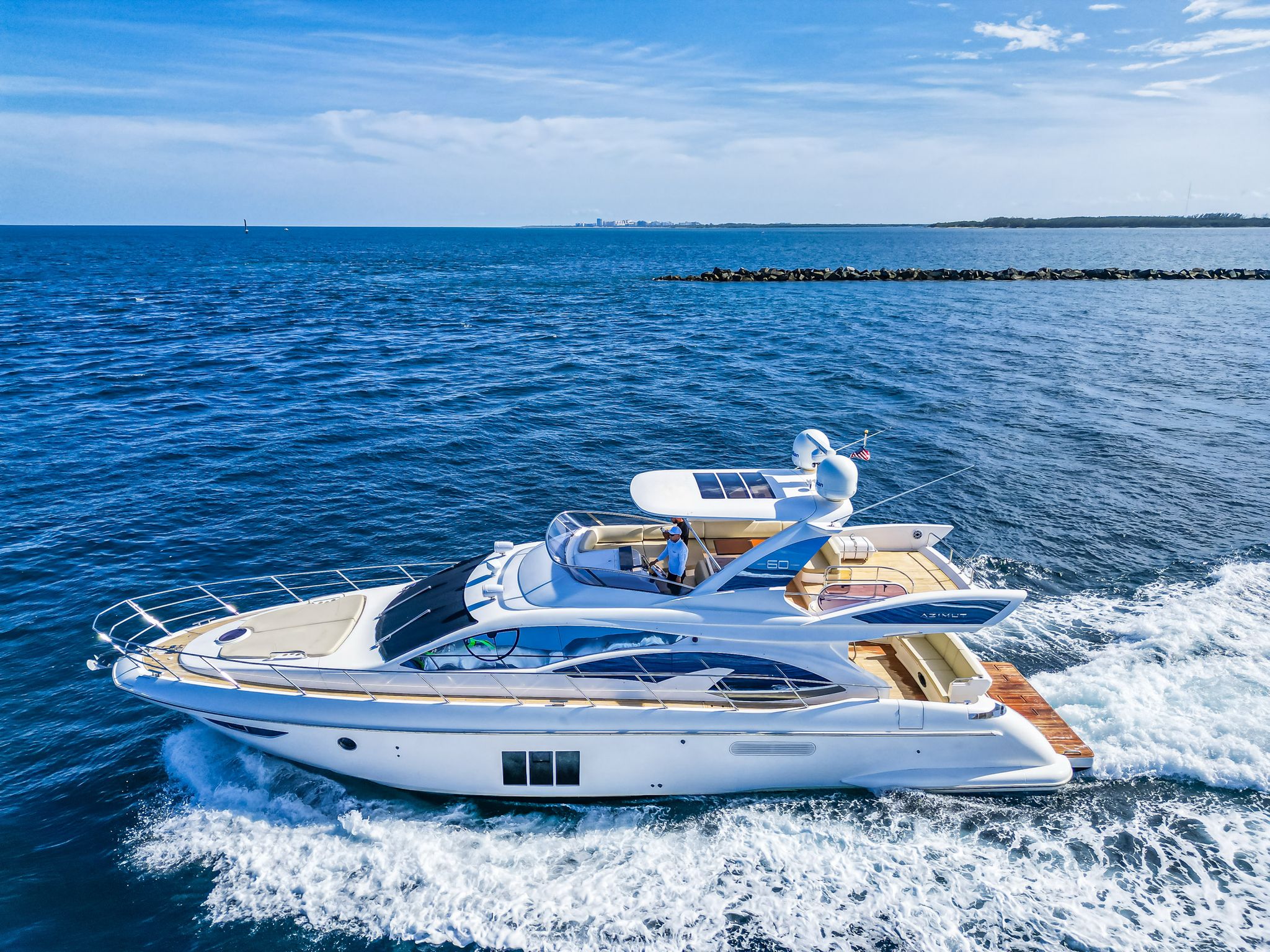 60 ft Azimut Freedom motor yacht docked at Miami Beach Marina
