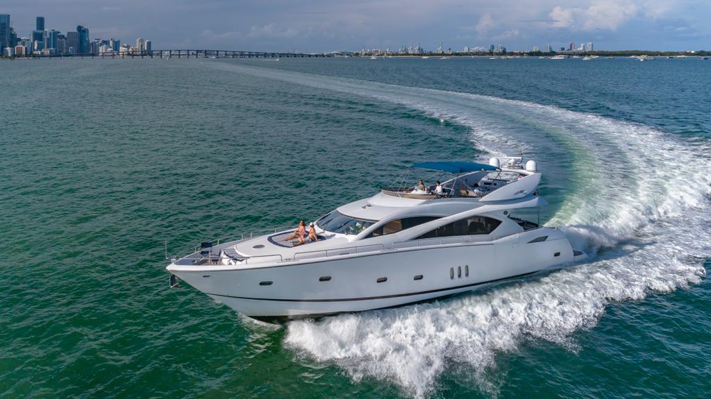 Helm station on 84 ft Sunseeker yacht charter Miami