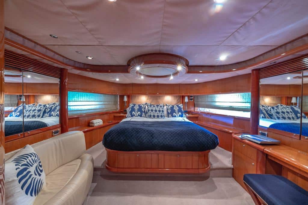 Galley and dining area inside 84 ft Sunseeker yacht
