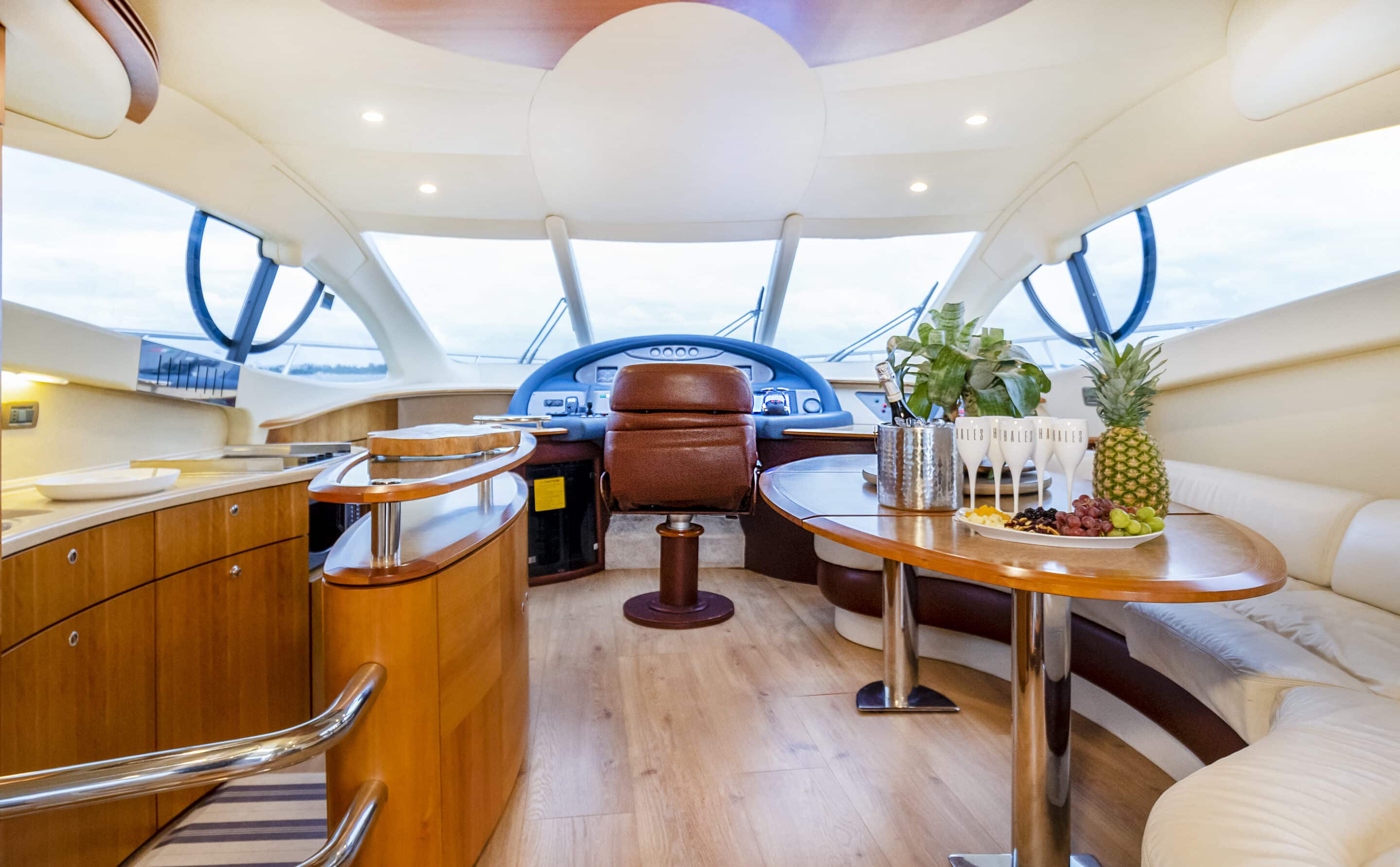Bow sun pads on 57 ft Azimut Thales charter Miami