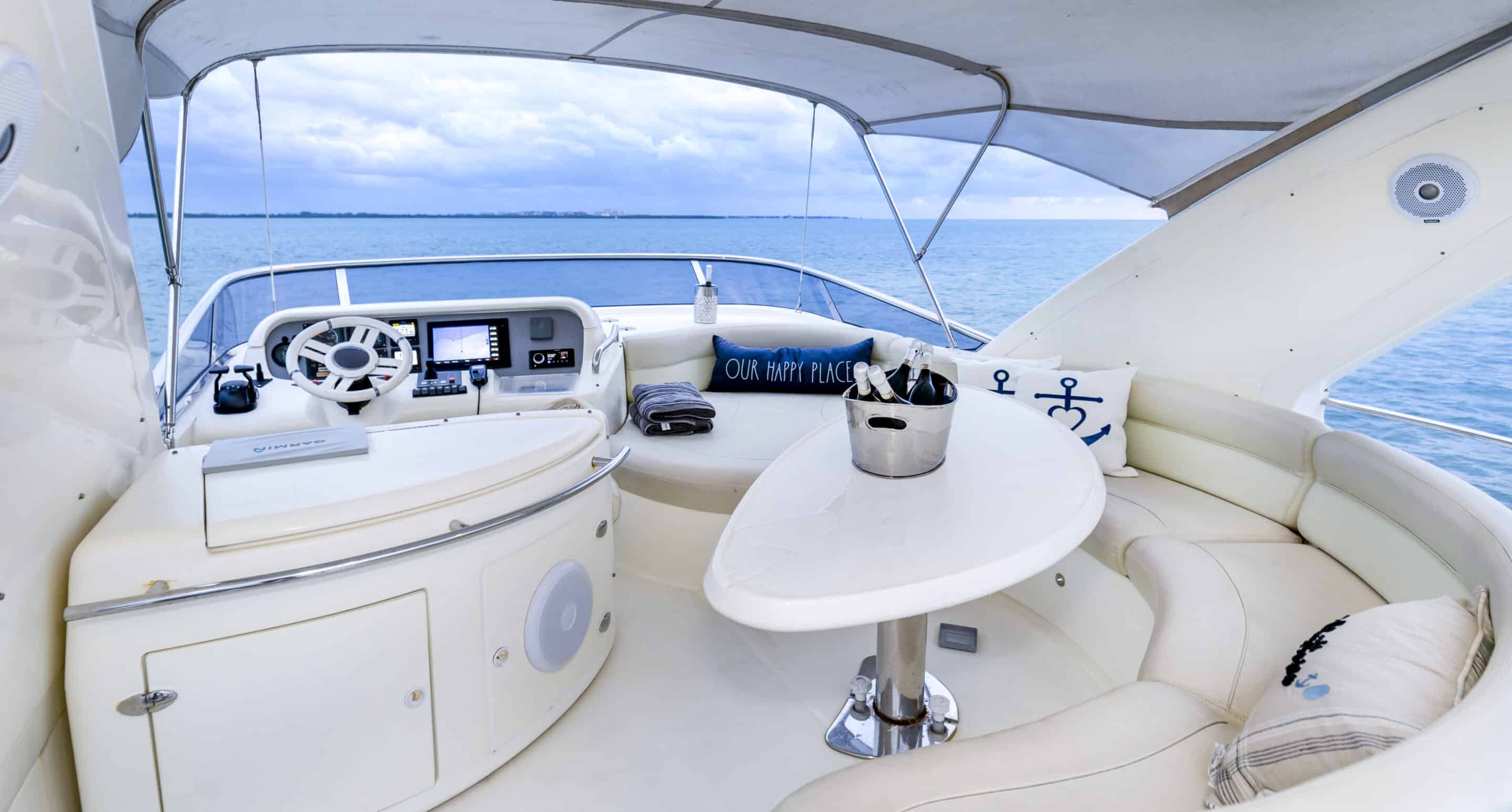 Guests aboard 57 ft Azimut Thales yacht near Haulover sandbar Miami