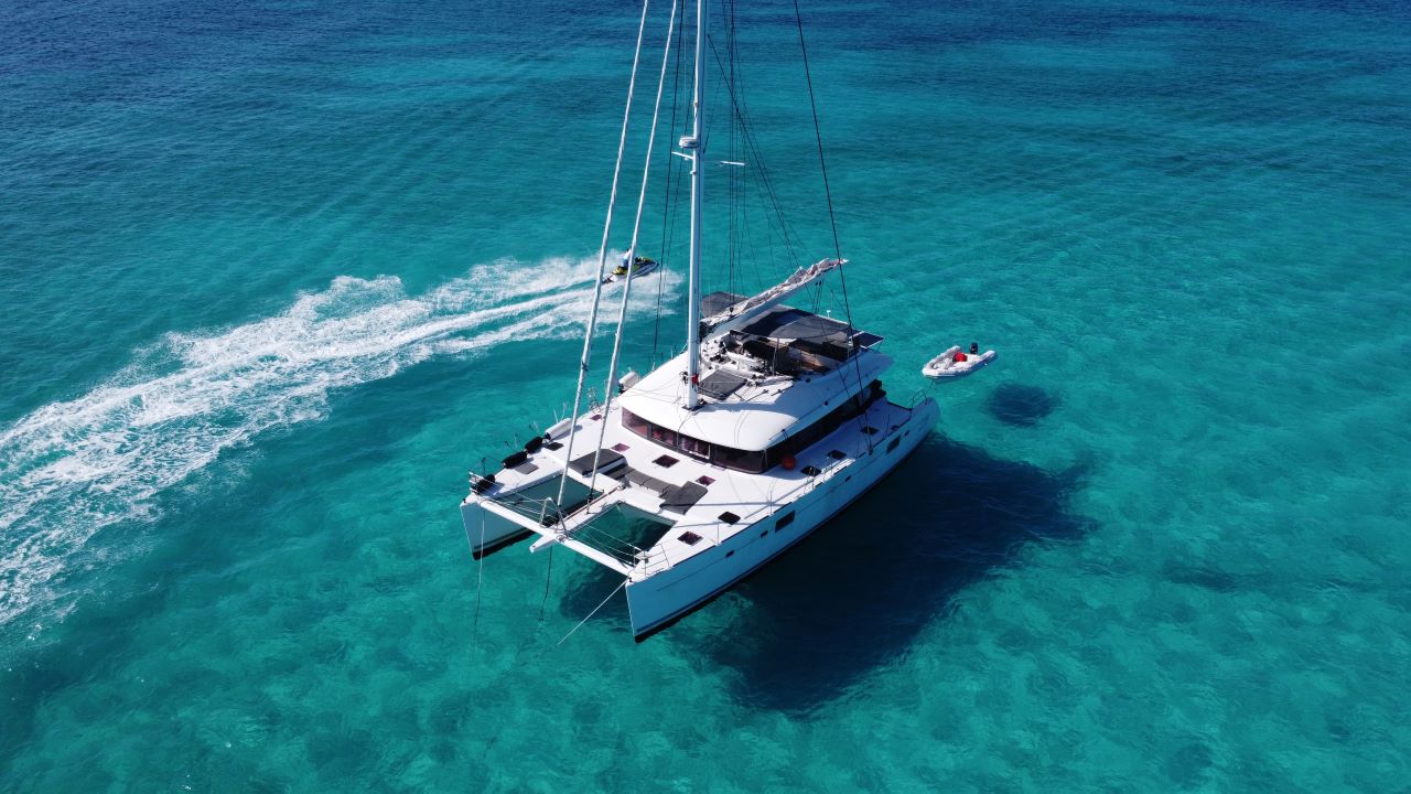 56 ft Lagoon Nassau motor yacht docked at Miami Beach Marina