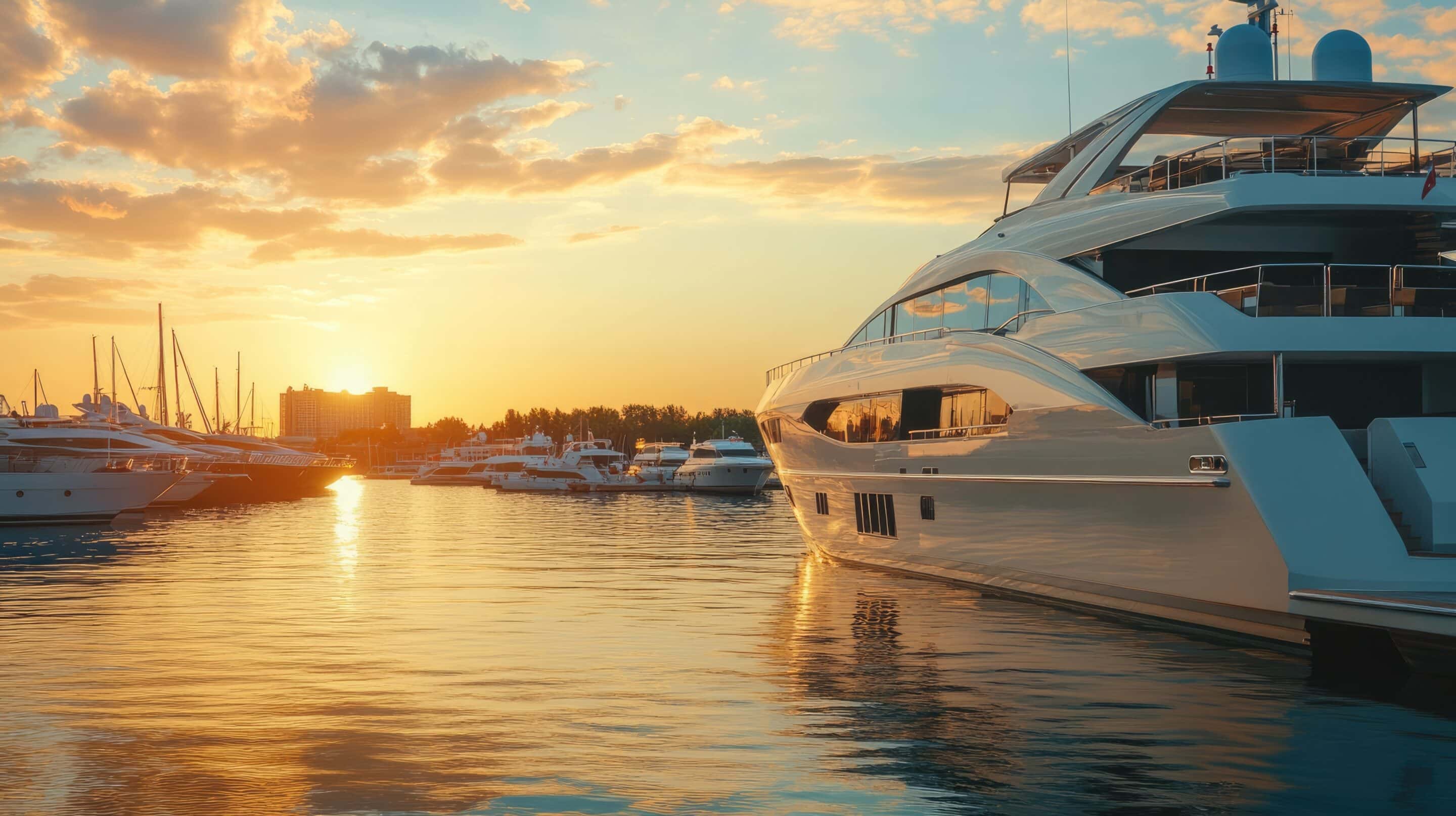 Sunseeker Manhattan yacht cruising in Miami with skyline views