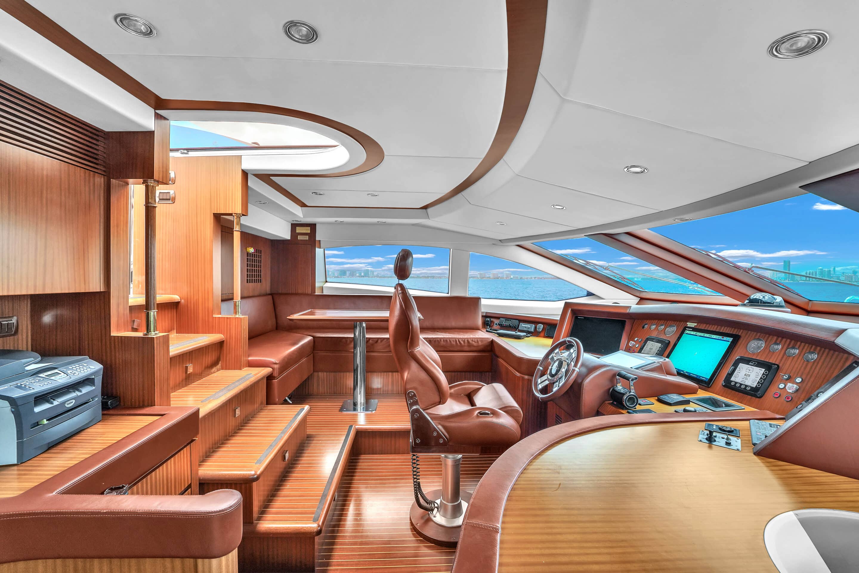 Helm station on 105 ft Azimut SV yacht charter Miami