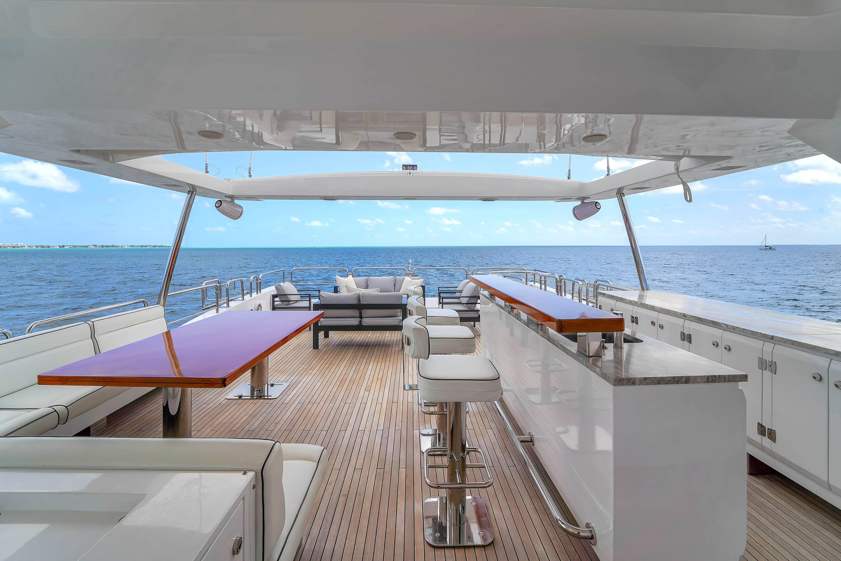 Bow sun pads on 105 ft Azimut SV charter Miami