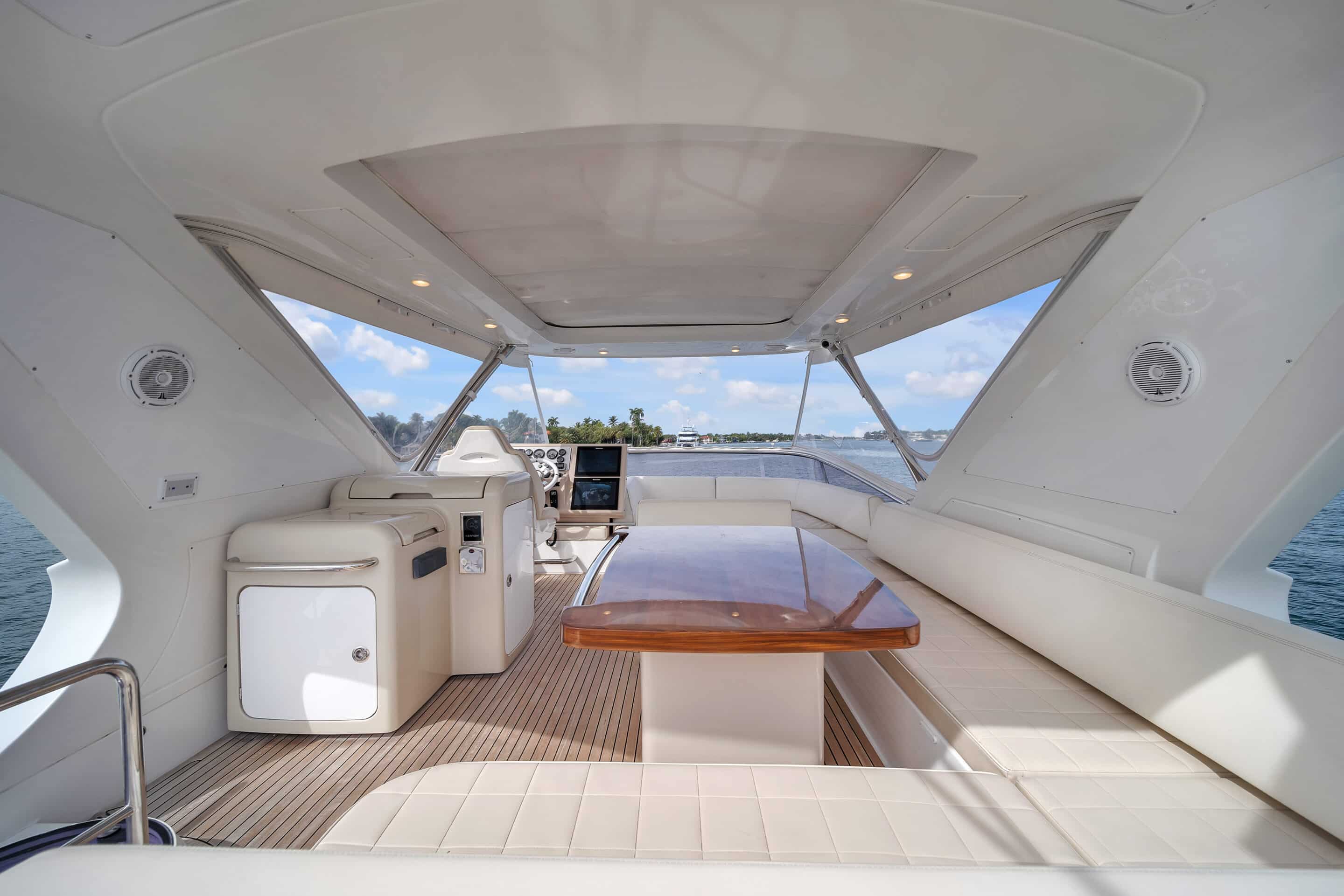 Flybridge lounge on 64 ft Azimut Deon yacht Miami