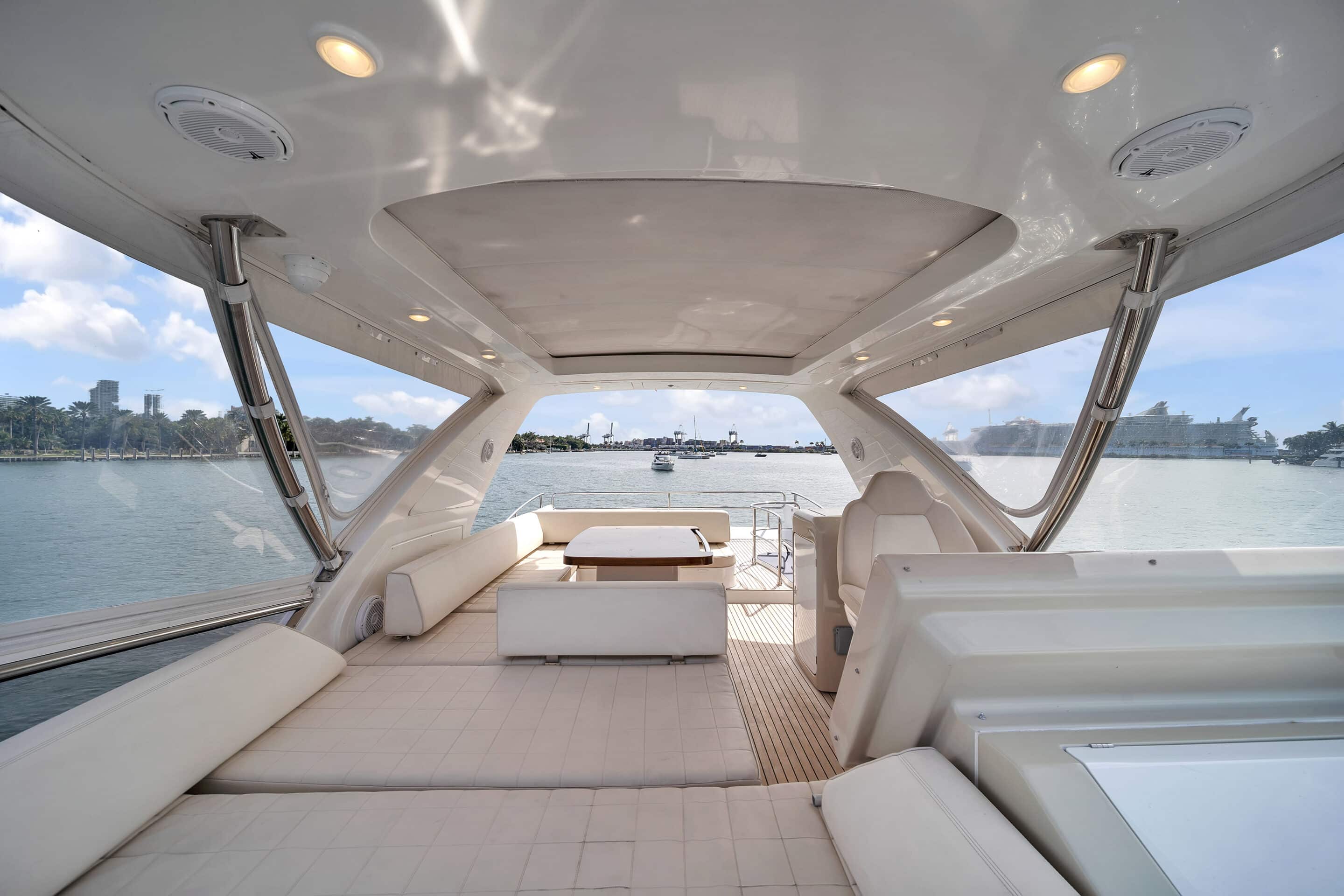 Aft deck seating on 64 ft Azimut Deon yacht Miami
