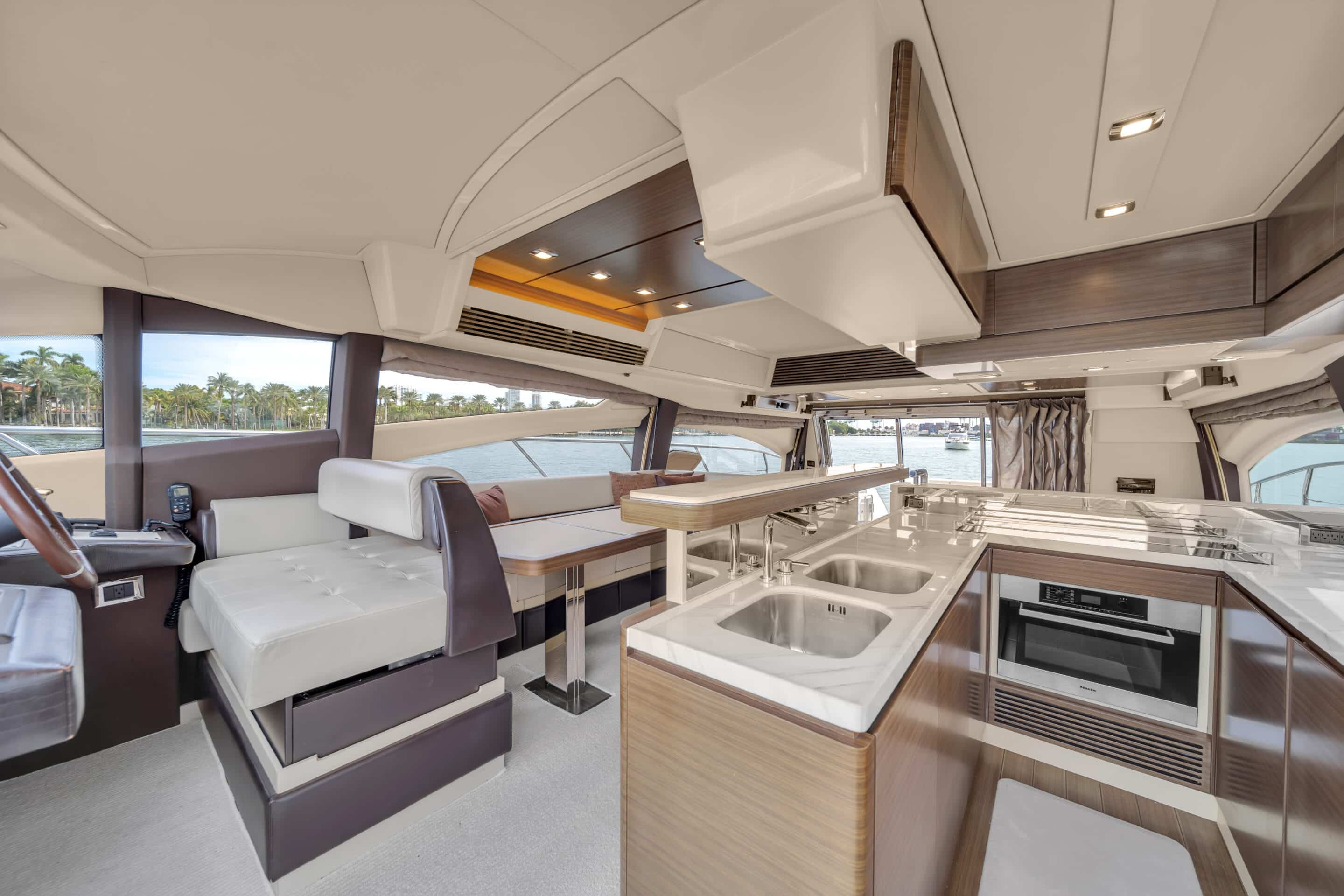 Main salon interior of 64 ft Azimut Deon yacht Miami