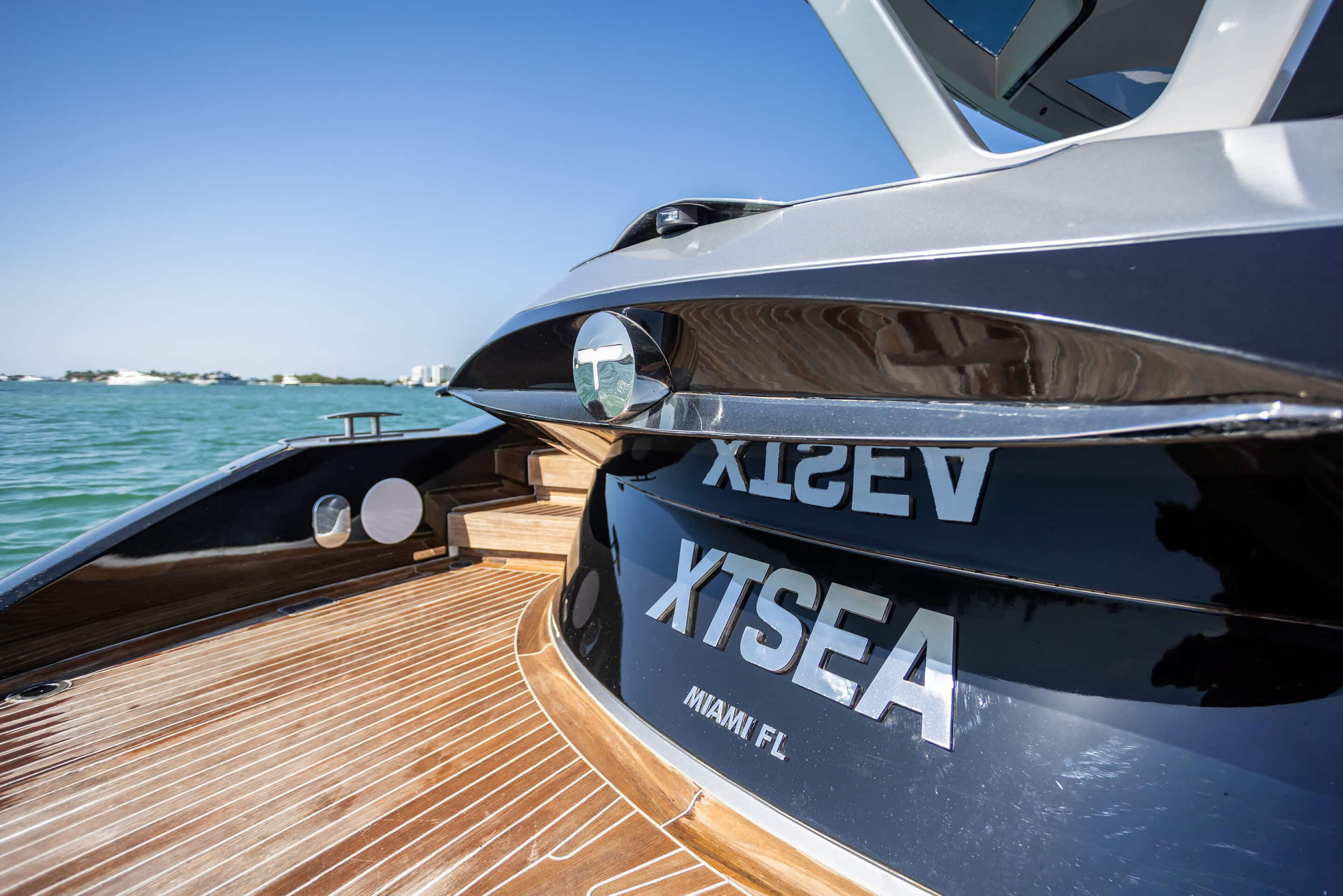 Main salon interior of 55 ft Tecnomar Evo yacht Miami