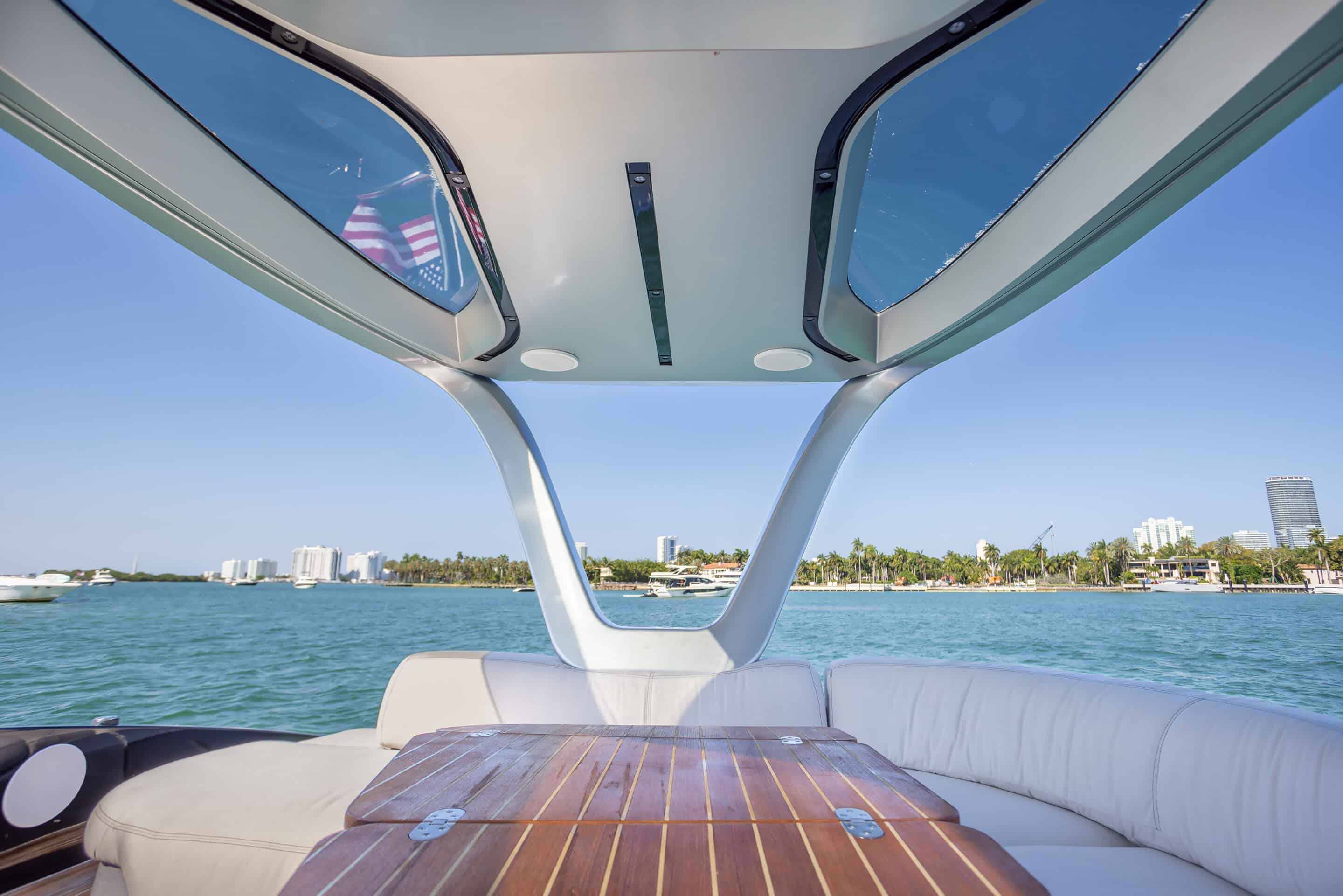 Cabin interior on 55 ft Tecnomar Evo yacht Miami