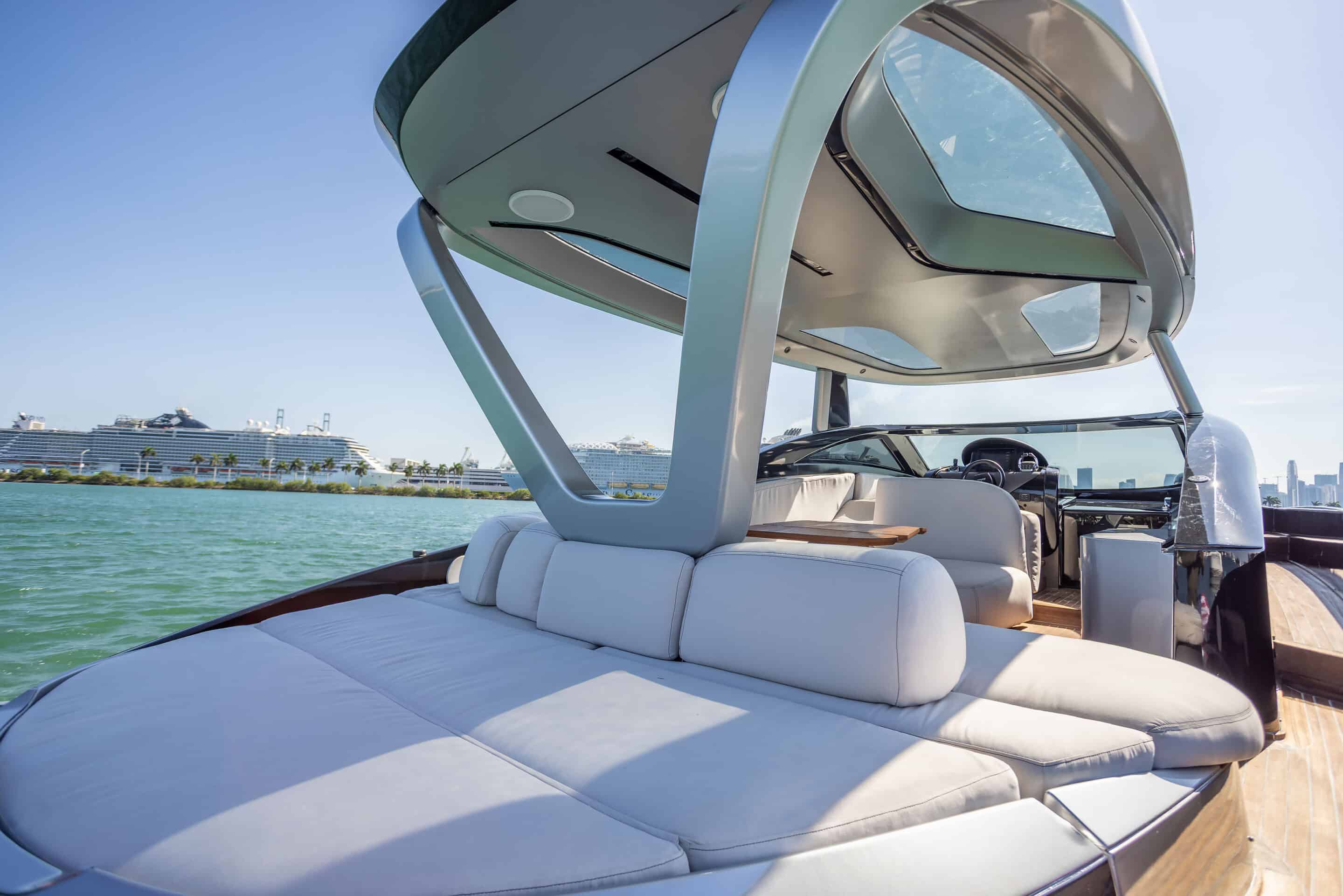 Sunset charter on 55 ft Tecnomar Evo yacht Miami Beach