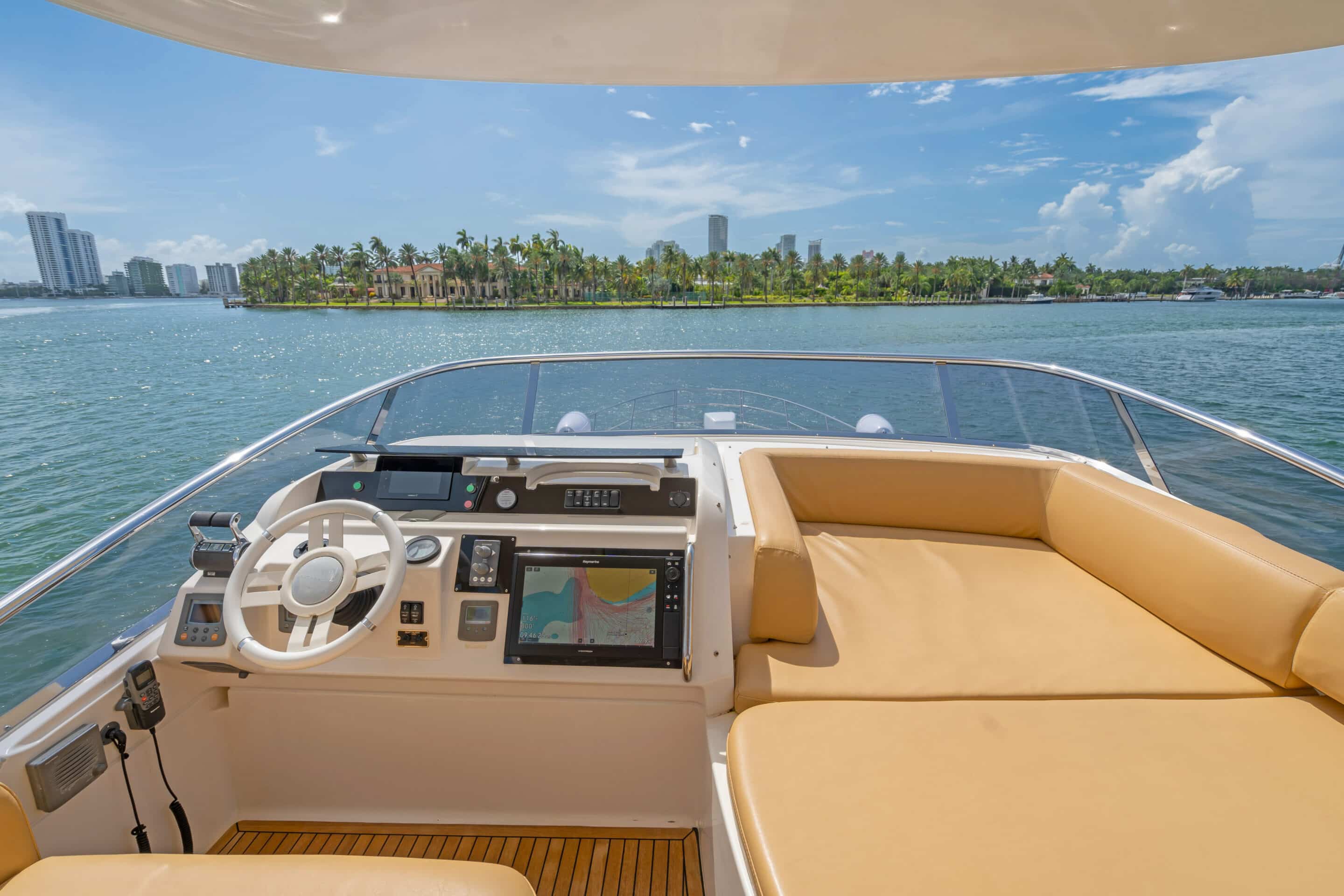 Bow sun pads on 60 ft Azimut Freedom charter Miami